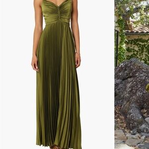 Petal & Pup Olive Pleated Maxi Dress